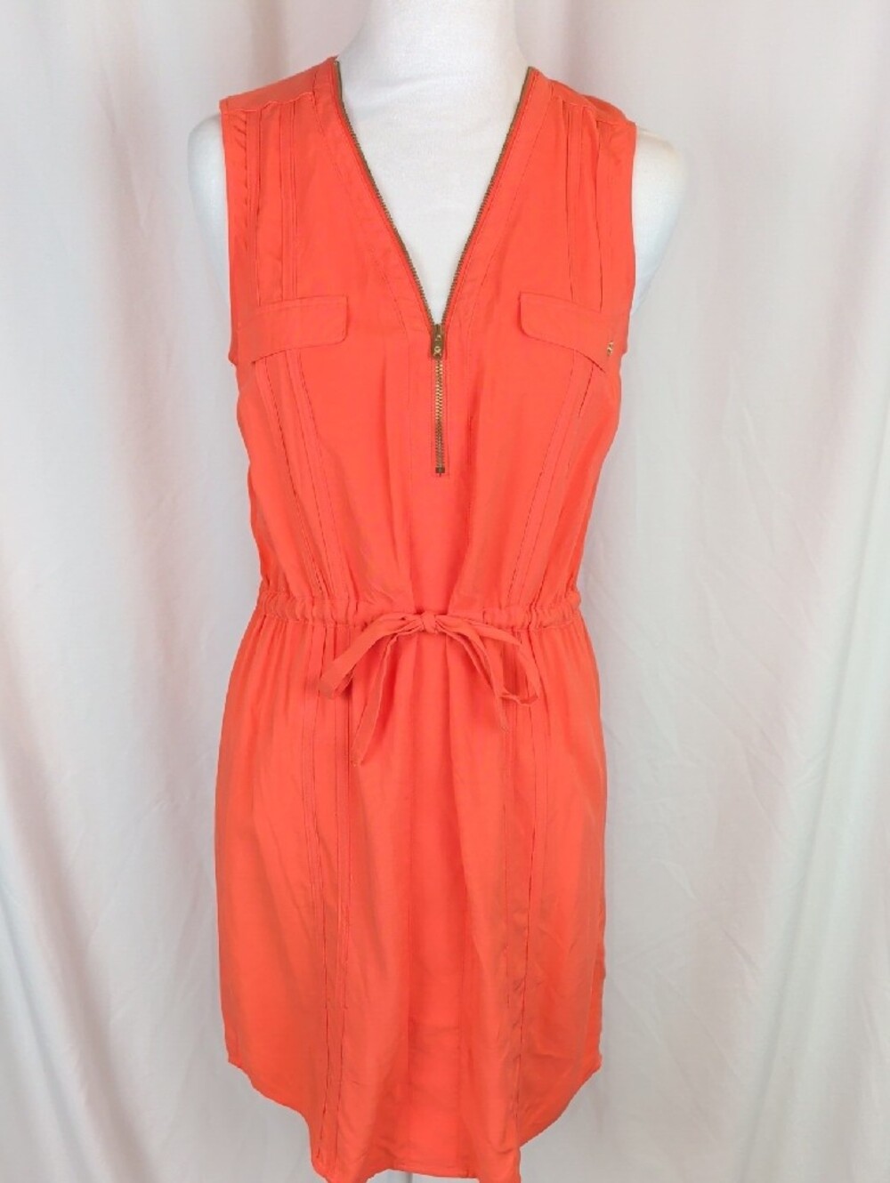 G BY GUESS NWOT Coral Rayon Utility Sleeveless Mini Dress Size XS